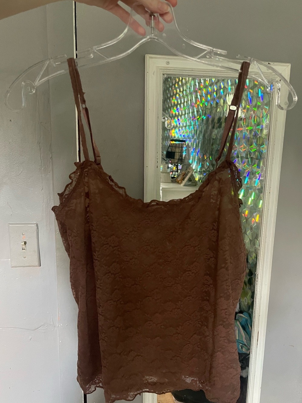 Old Navy Brown Lace Camisole Tank Top